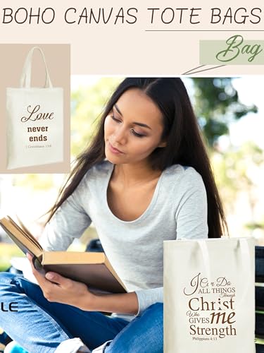 Christian Floral Tote Bags Bulk for Women Bible Verse Canvas Totes Religious Church Bags for Inspirational Gifts - color: Christian