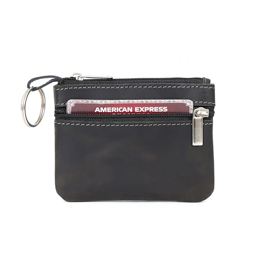 Coin Purse for Men,Coin Pouch for Men,Genuine Leather Mens Tray Purses Coin Purse Cash Change Wallet Key Holder Money Pouch (Black) - color: Black