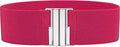 BlackButterfly Wide Elastic Waist Cinch Stretch Waistband Retro Vertical Clasp Buckle Belt - color: Hot Pink, size: X-Large
