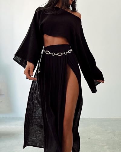Waist Chain Belt Women Circle O-Ring Metal Link Body Chains Plus Size Gold Tone Chain Belt Fashion Waist Jewelry for Dress - color: Silver-49inch