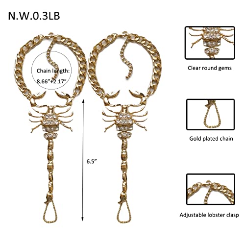 Scorpio Ankle Bracelets Anklets Costume Jewelry for Women - Sparkling Gold Scorpion Charm Rhinestone Sexy Feet Jewelry for Beach Wedding Summer Prom
