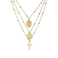 6PCS Layered Gold Necklaces for Women Trendy, 18K Gold Plated Cross Pendant Necklace Set, Vintage Chunky Gold Necklace Stack for Women Jewelry Gifts - style: Layered Faith Necklace