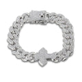 Halukakah Diamond Gold Chain for Men with Cross,18k Real Gold/Platinum Plated Fully Iced Out 12MM Miami Cuban Link Chain Necklace Bracelet,Lab Diamond Prong Set,Present for Husband,Boyfriend,Friend - color: Platinum Plated Bracelet