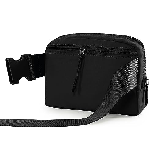 ODODOS Unisex Mini Belt Bag with Adjustable Strap Small Fanny Pack for Workout Running Traveling Hiking, Black - color: Black