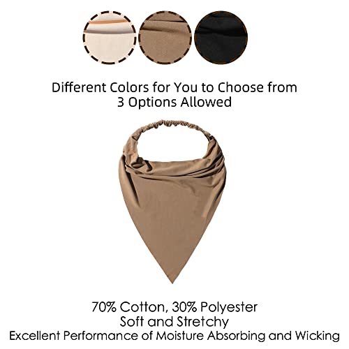 Vercret 6 Pack Hair Scarf Headband for Women Elastic Bandana Head Scarf Large Boho Triangle Kerchief with Clips Non Slip Scarves - color: I Dark Colors