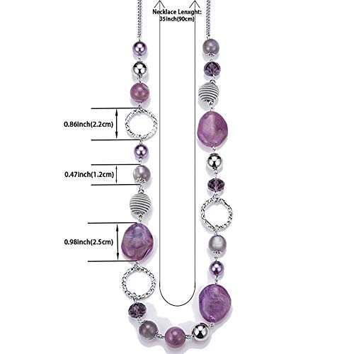 PEARL&CLUB Long Beaded Necklaces For Women - Sweater Chain Fashion Jewelry Necklace Gifts For Women - color: 23-Purple