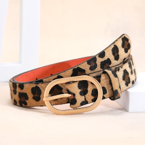 XZQTIVE 3 Pack Plus Size Women's Leather Belts for Jeans Pants Dress Fashion Gold Buckle Ladies Waist Belt - color: F-black+brown+leopard, size: Small: fits waist from 25"-30"