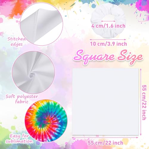 Tudomro White Cotton Bandana and Scrunchies for Tie Dye White Handkerchief Hair Ties for DIY Tie Dye Party 22" x 22"