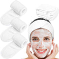 Whaline Spa Facial Headband Head Wrap Terry Cloth Towel, 4 Counts, White | Stretch, for Bath Makeup and Sport - color: Whilte
