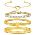 18 K Gold Plated Love Bangle Bracelet Stack Cuff Jewelry for Women Jewelry Set for Women Gift with Box - style: style10