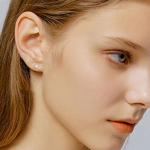 925 Sterling Silver Dot Stud Earrings | Small Simple Round Disc Stud Earrings | Tiny Flat Circle Hypoallergenic Cartilage Tragus Piercing Earrings Gifts for Women Men 2mm 3mm 4mm 5mm - color: #7 white gold-3mm*3