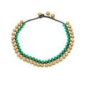 Jingling Round Stone Brass Anklet Bracelet Handmade Boho Ankle Bracelets for Women Minimalist Jewelry - color: green