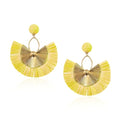 Anmpab Straw Fan Bohemian Tassel Earrings for Women Trendy Colorful Fringe Summer Beach Statement Earrings - color: Yellow
