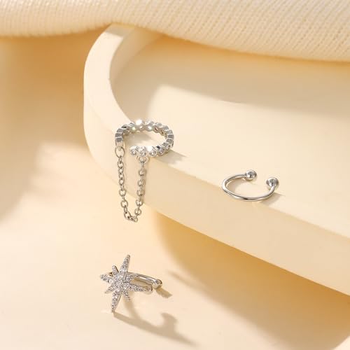 Dochais Ear Cuffs Non-Piercing Earrings for Women Cute Small Clip-On Cartilage Earring 14k Gold Plated Dainty Fake Piercings Earings - style: S4