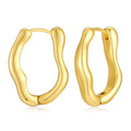 Chunky Hoop Earrings for Women Thick Minimalist Geometric Huggie Hoop Earrings Dainty Thick Y2K Preppy Earrings - style: irregular wave