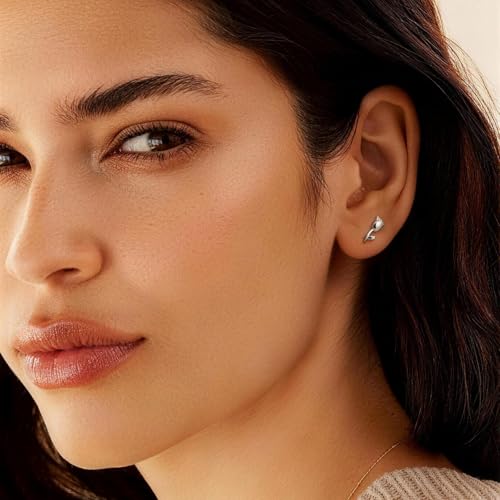 Silver Ear Cuff Earrings for Women, Tulip Non Pierced Fishhook Earrings, Clip On Earrings, Small Dainty Wrap Cartilage Earrings, Floral Ear Cuffs Jewelry for Gift