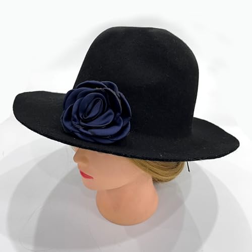 Sanrich Women's Brooches 4pcs Rose Flower Hair Clip Mexican Hair Flowers Clips Hairpin Brooch Tea Party Hats Headpieces (navy blue) - color: navy blue