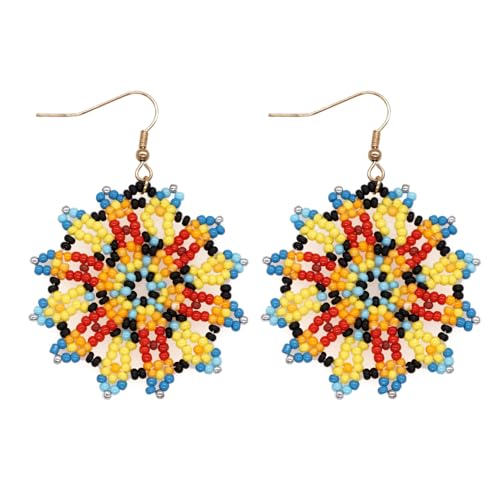 Bohemian Beaded Long Tassel Dangle Earrings for Women, Handmade Jewelry White Tarnish Resistant Lightweight Design, Stylish Accessory for Beach Vacation Party and Gift - color: colors-2