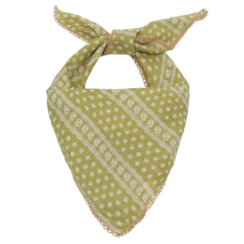 Floral Bandanas for Women Men, 27" x 27" Large Cotton Bandana Headband Head Wraps Hair Scarf for Beach Camping - color: Yellow Green Floral-little Flower