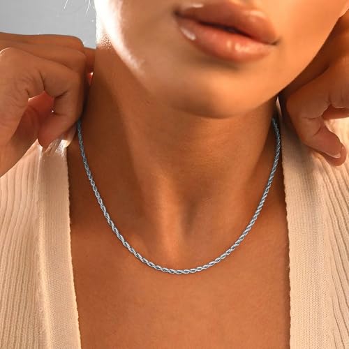 Jewlpire 1.5mm Rope Chain 925 Sterling Silver Chain Necklace for Women, 14K Gold Plated Chains for Women Dainty & Sturdy Women's Chains Necklace 16 18 20 22 24 26 Inch - color: 925 Sterling Silver, size: 20 Inch