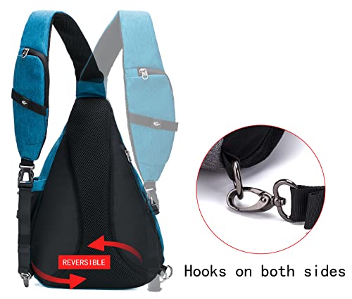 TurnWay Water-Proof Sling bag/Crossbody Backpack/Shoulder Bag with USB Charging Port for Travel, Hiking, Cycling, Camping - color: Blue