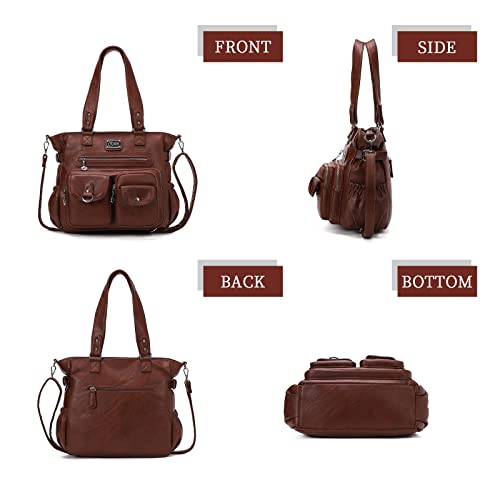 KL928 Large Purses for Women Shoulder Bag Tote Handbags Stylish Vegan Leather Hobo Bags Ladies, A-Black-4 | Large - color: 01-chestnut Brown