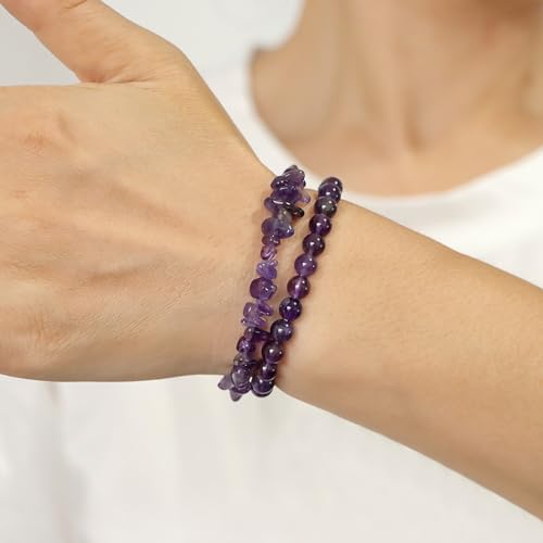 Healing Crystal Bracelets for Women 2 PCS 6mm Natural Stone Bracelet Stretch Crystal Beaded Bracelets Handmade Gemstone Bracelet Jewelry Gifts Christmas Gifts for Women Girls - style: garnet
