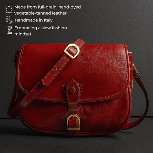 Time Resistance Leather Cross Body Bag for Women - Handbag, Shoulder, Messenger, Purse - color: Red