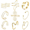 9Pcs Arm Cuff Bracelets Gold Upper Arm Cuff for Women Adjustable Upper Arm Bangle Bracelet Minimalist Irregular Arm Bangle Armband Coil Swirl Armlets Armband Jewelry Set - color: Glod B