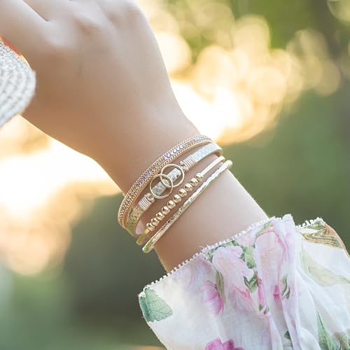 FANCY SHINY Boho Leather Wrap Bracelet Stackable Infinity Chunky Cuff Bracelets Western Hippie Outfits Jewelry Valentine Gifts for Women - color: Snakeskin Gold