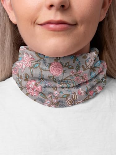 AVKA Studio 100% Cotton Bandanas for Women & Men, 2 Pack 20x20 Inch, 22x22 inch Hand Printed, Lightweight Cotton Handkerchief - color: Taupe & Pink, size: 20 x 20 Inches