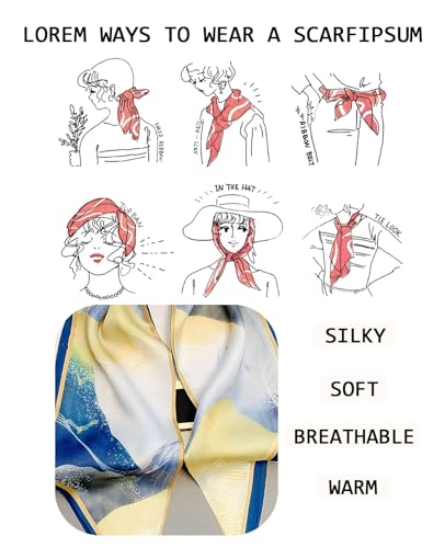 Head Scarf Purse Handle Neck Satin Hair Scarfs For Bag Lightweight Silky Long Thin Women's Fashion Scarves 59 * 5.9” - color: H17-underwater World(59*5.9inch)