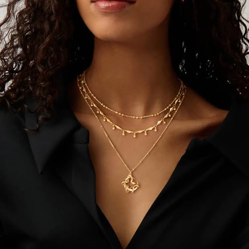 Fettero Animal Necklaces for Women 14K Gold Plated Charm Snake Necklace Elephant Bird Cat Butterfly Pendant Cute Dainty Necklace Jewelry - style: Snake Moon