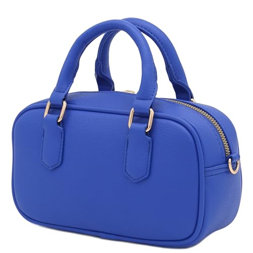 FashionPuzzle Mini PU Leather Satchel Purse Top Handle Crossbody Bag - color: Royal Blue