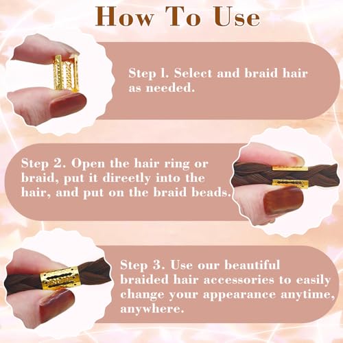50Pcs Adjustable Metal Hair Cuffs and Rings for Braids, Bohemian Princess-inspired Gold Hair Jewelry Set for Women, Festival Party Dreadlock Decorations