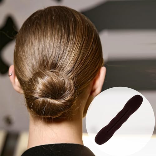 2 Pcs Hair Bun Maker for Women, Non-Slip Bun Updo Curler, Sponge Hair Bun Shaper, Hair Styling Accessories for Long Thin Straight Wavy Hair (Brown) - color: Brown