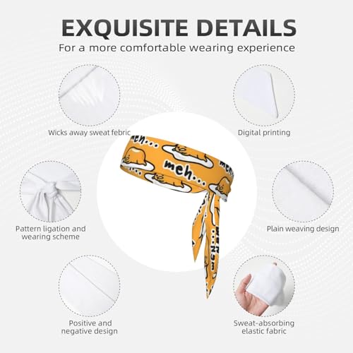 Sports Head Tie Westie Dogs Beach Summer Tropical Tie Sweatband Headband Men Women Elastic Bandana Adjustable Non-Slip Moisture Wicking for Running Football Yoga Workout Athletic Hair Ninja Head Band - color: Gudetama Cute