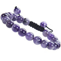 MASSIVE BEADS Natural Healing Power Gemstone Crystal Beads Unisex Adjustable Macrame Bracelets - color: Dream Amethyst, size: 8mm