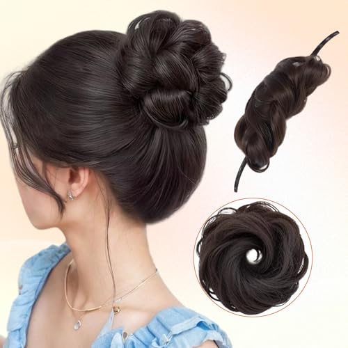 erioctry Hair Bun Maker Donut Shaped Hair Tool for Chignon Updo Lazy Hair Styling Accessory Dark Brown