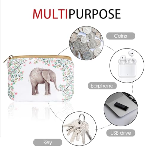 Women and Girls Cute Fashion Coin Purse Wallet Bag Change Pouch Key Holder - color: Forest Elephant