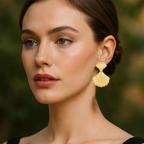 Gold/Silver Shell Dangle Earrings for Women Seashell Drop Dangle Earrings Ocean Beach Earrings Summer Jewelry - color: Gold A