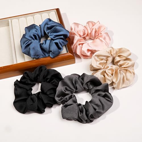 Hair Ties Scrunchies for Women's, for Girls Big Scrunchies Both for Thick Hair or Thin Hair Curl Hair No Crease Ponytail Holder No Hurt Your Hair - color: Soft Mixed