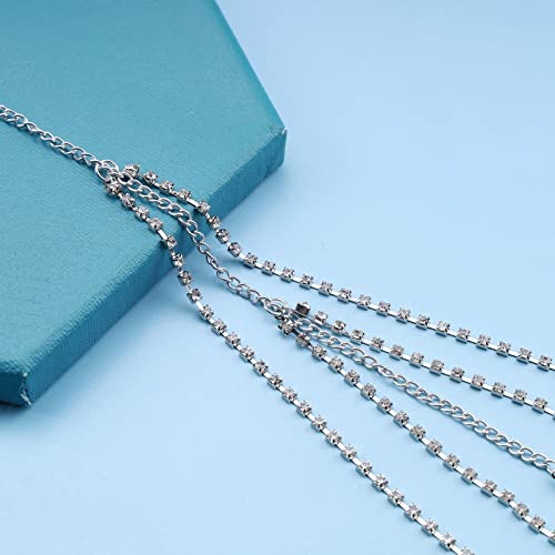 Boho Rhinestone Thigh Chain Shiny Crystal Leg Chain Silver Bikini Thigh Chain Club Summer Beach Body Chain Jewelry for Women and Girls