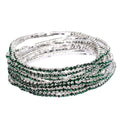 14K Gold Plated Dainty 10Pcs Colorful Cubic Zircon Crystal Beaded Adjustable Stackable Stretch Sparkling Tennis Chain Bracelet Set Birthday Wedding Jewelry for Women - color: green