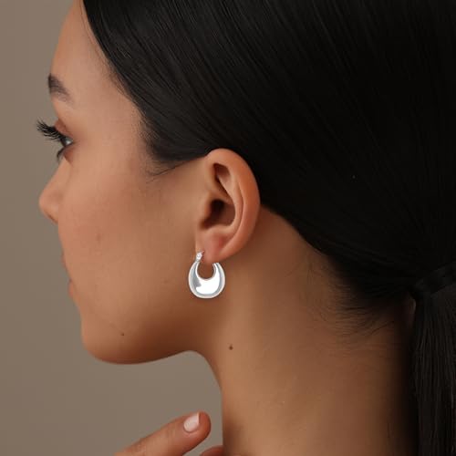 LeCalla 925 Sterling Silver Hoops Earrings | Hollow-Puff Shrimp Earring Hoops | Women's Gold-Plated Jewelry | Lightweight Electroforming Hoop Earring Jewelry for Birthday - style: White Hollow Shrimp