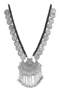 Statement Ethnic Indian Stylish Silver Oxidized Boho Gypsy Tassel Coins Necklace Jewelry