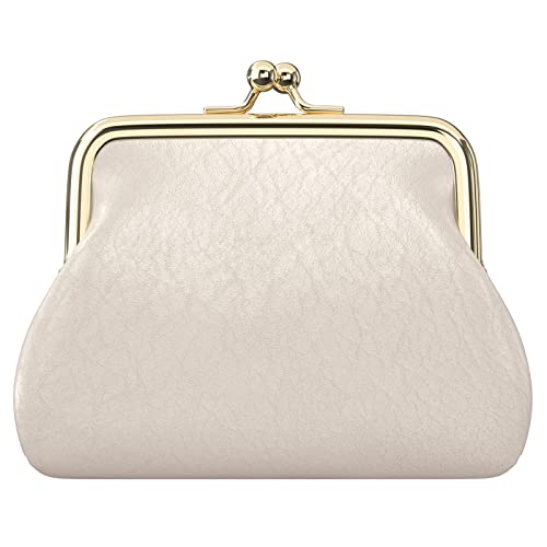 Coin Purse, Small PU Leather Change Purse, Coin Wallet with Clasp, Car Change Holder Pouch for Woman Men Kids Girls, Apricot - color: Apricot