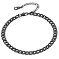 FindChic Stainless Steel Ankle Bracelets for Women, Waterproof Figaro/Cuban/Box/Beaded Chain Anklets, Summer Beach Foot Jewelry, 8.5''-10.5'' Adjustable Length, with Gift Box - style: Cuban Chain-Black
