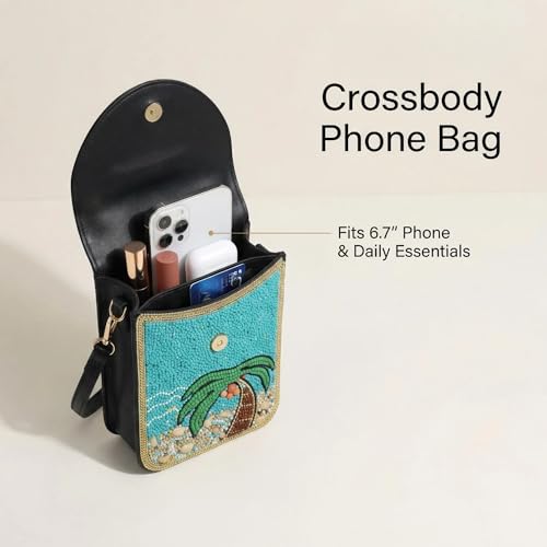 Small Crossbody Bags for Women Designer Cell Phone Bag Boho Shoulder Wallet Purse - color: Coconut Tree