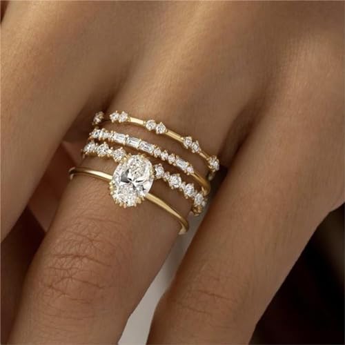 Otxas Dainty Rings for Womem Stackable Ring for Women Size 6-11 Wedding Rings - color: G-4pcs, size: 8